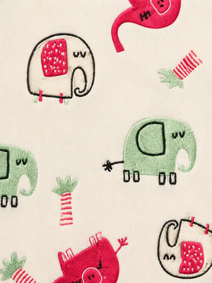 BloomUp Cream Elephant Print Sweatshirt & Mint Jogger Set for Kids – Soft Cotton Blend Winter Co-ord Outfit