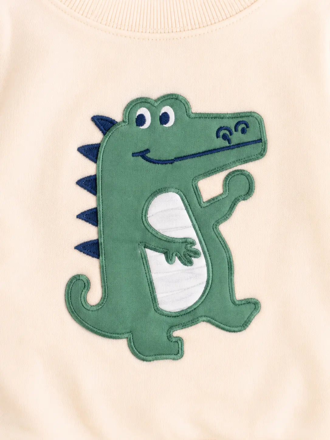 BloomUp Cream & Sage Green Dinosaur Co-ord Set for Baby Boys – Soft Sweatshirt & Jogger Pants Set
