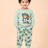 Mint Green Dino Bear Sweatshirt & Jogger Set for Kids – Soft Fleece Co-ord Winter Outfit