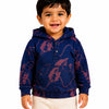 Navy & Maroon Abstract Print Half-Zip Hooded Sweatshirt for Kids – Soft Fleece Winter Pullover Hoodie Casual Wear