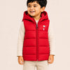Red Hooded Puffer Vest Jacket for Kids – Lightweight Winter Sleeveless Quilted Zip-Up Warm Outdoor Wear