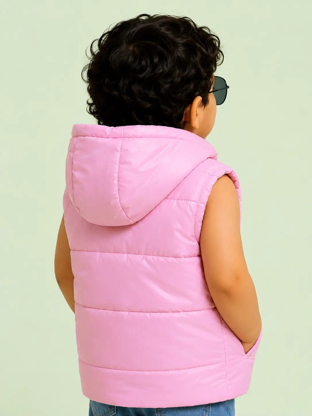 BloomUp Pink Hooded Puffer Vest for Girls – Lightweight Sleeveless Winter Jacket for Kids