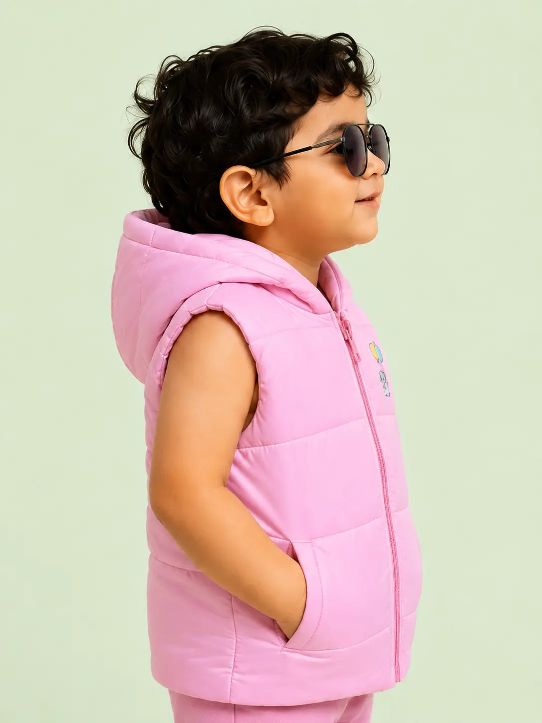 BloomUp Pink Hooded Puffer Vest for Girls – Lightweight Sleeveless Winter Jacket for Kids