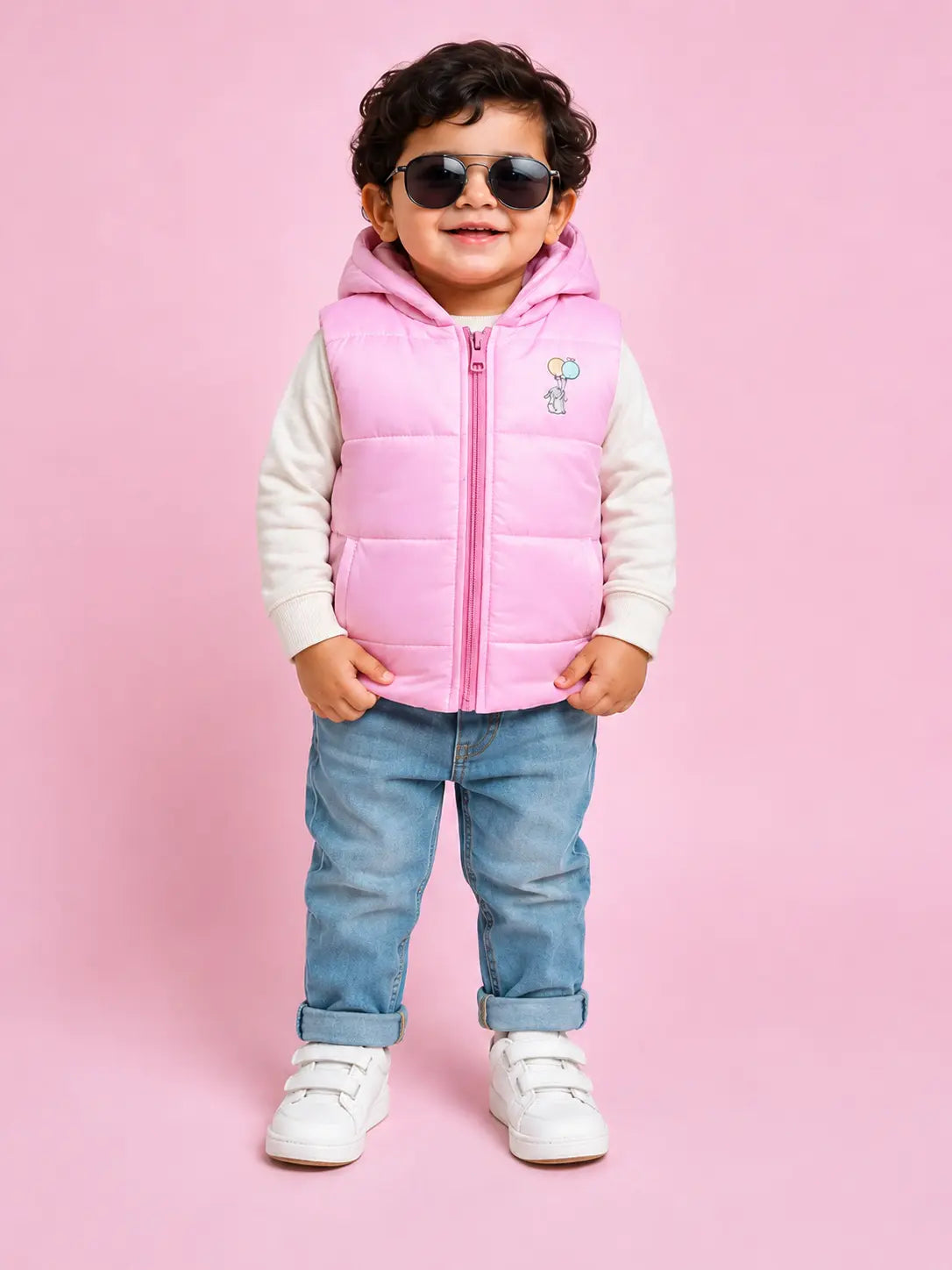 BloomUp Pink Hooded Puffer Vest for Girls – Lightweight Sleeveless Winter Jacket for Kids