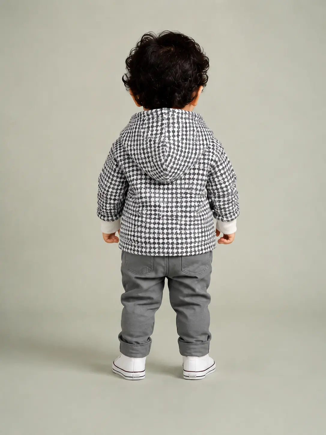 BloomUp 3-Piece Hooded Jacket, Graphic T-Shirt & Grey Pants Set for Boys – Soft Cotton Casual Kids Outfit