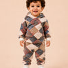 Patchwork Print Hooded Sweatshirt & Joggers Set for Toddlers