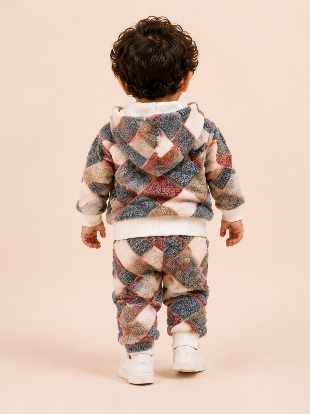 Patchwork Print Hooded Sweatshirt & Joggers Set for Toddlers – Cozy & Stylish Boys/Girls Outfit BloomUp