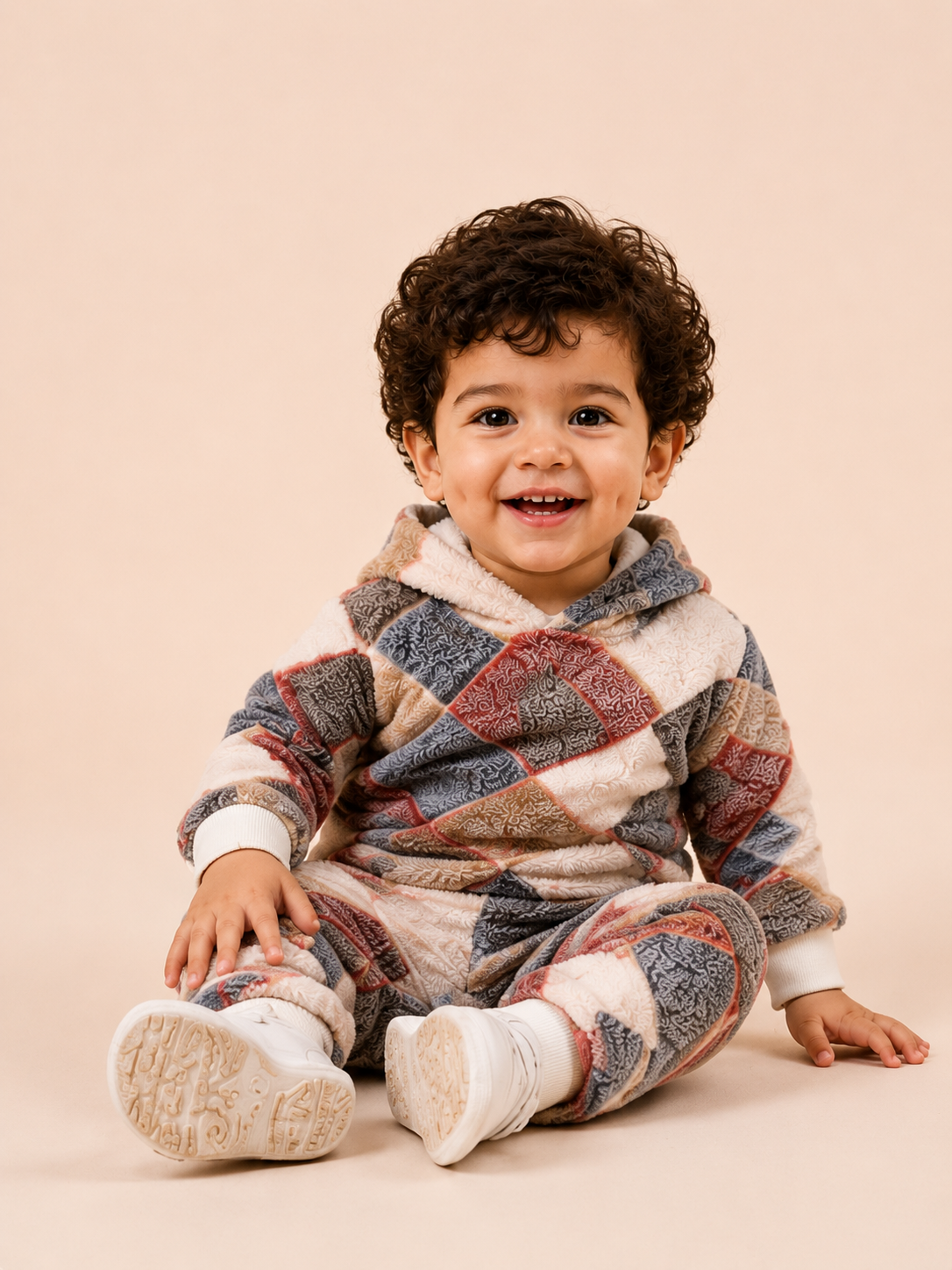 Patchwork Print Hooded Sweatshirt & Joggers Set for Toddlers – Cozy & Stylish Boys/Girls Outfit BloomUp