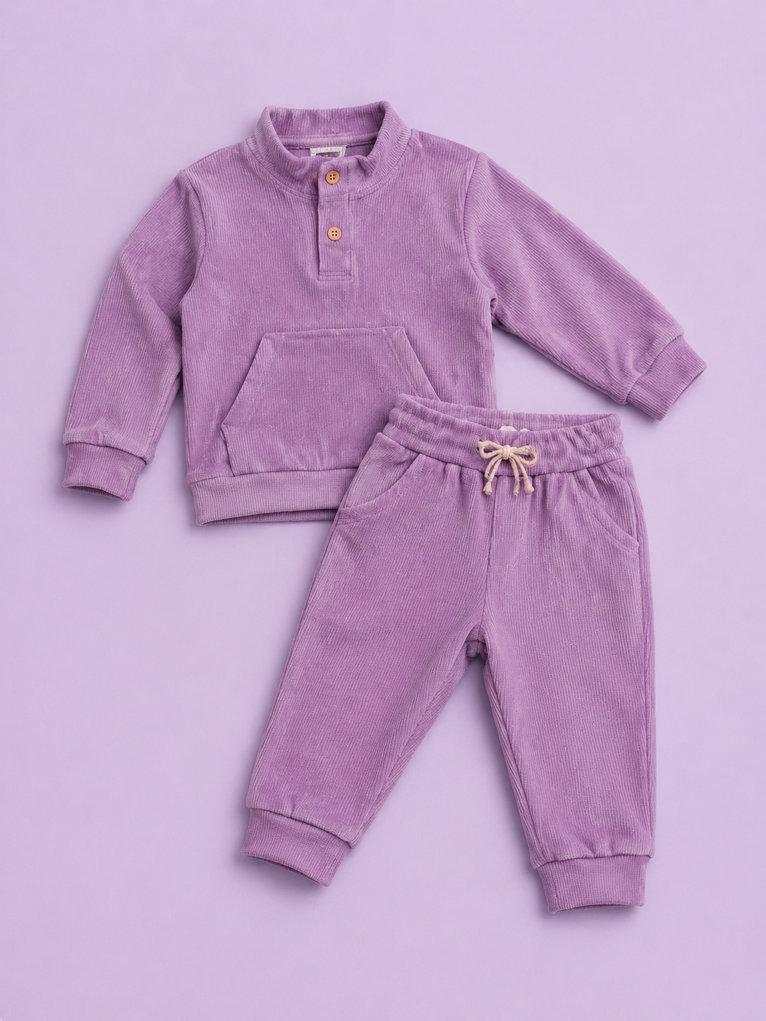 Purple Corduroy Sweatshirt & Joggers Set for Toddlers – Cozy & Stylish Boys Outfit BloomUp