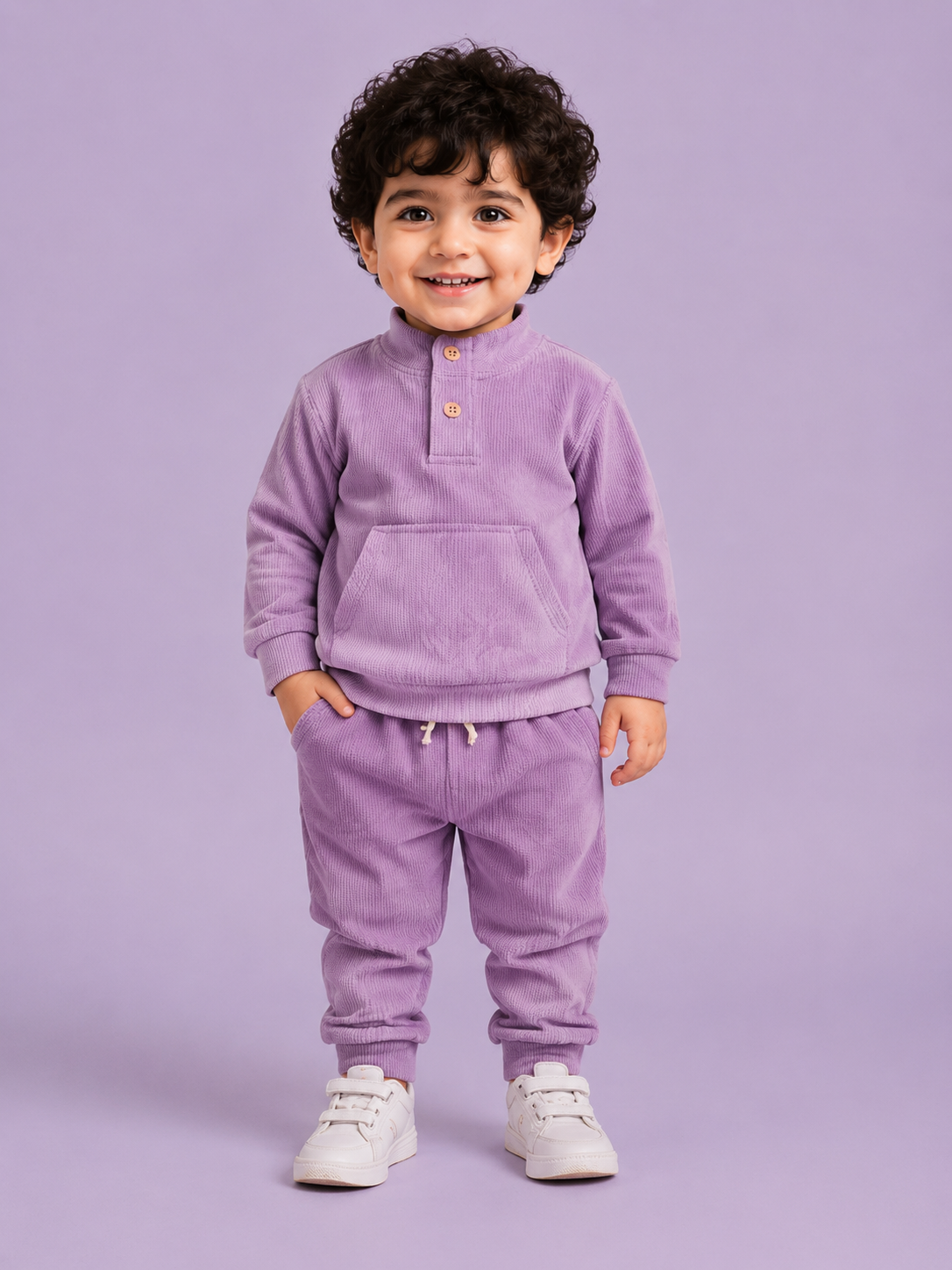 Purple Corduroy Sweatshirt & Joggers Set for Toddlers – Cozy & Stylish Boys Outfit BloomUp