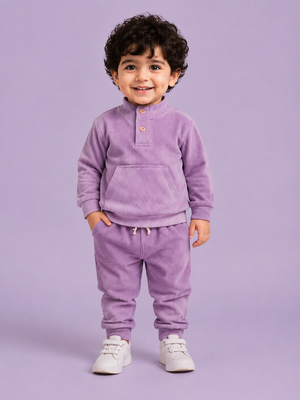 Purple Corduroy Sweatshirt & Joggers Set for Toddlers – Cozy & Stylish Boys Outfit BloomUp