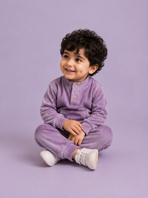 Purple Corduroy Sweatshirt & Joggers Set for Toddlers – Cozy & Stylish Boys Outfit BloomUp
