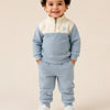 Sky Blue & Cream Fleece Co-ord Set for Boys – Half Zip Sweatshirt & Jogger Pants Set