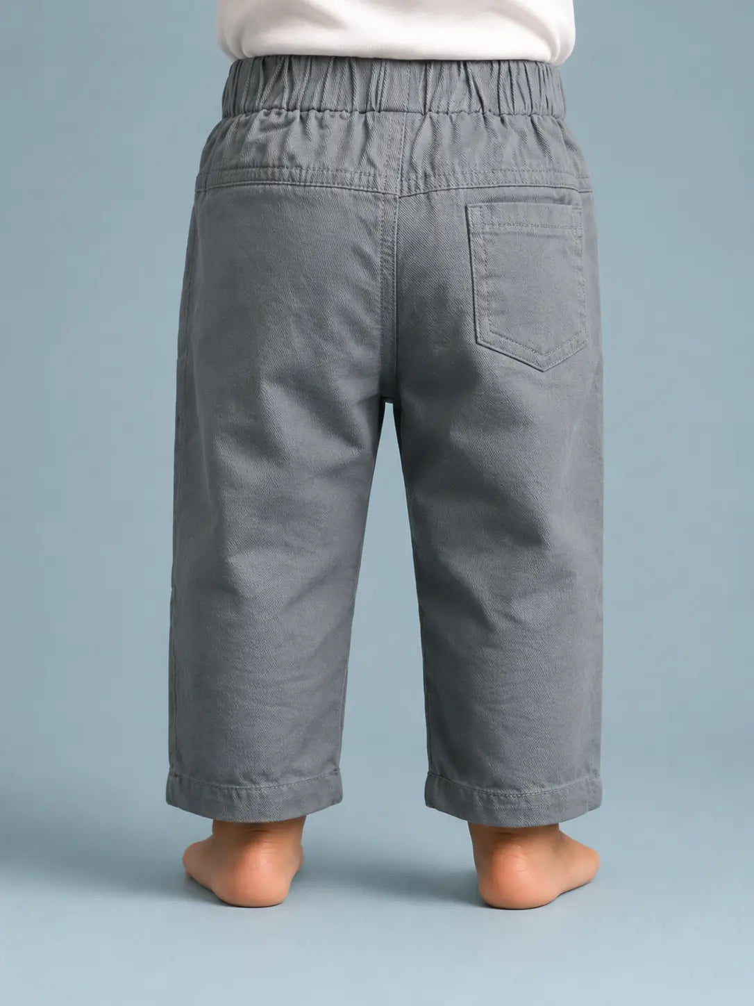 BloomUp Grey Elastic Waist Kids Cotton Pants – Soft Stretchable Casual Wear Bottom