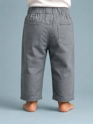 BloomUp Grey Elastic Waist Kids Cotton Pants – Soft Stretchable Casual Wear Bottom