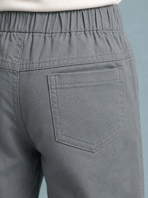 BloomUp Grey Elastic Waist Kids Cotton Pants – Soft Stretchable Casual Wear Bottom