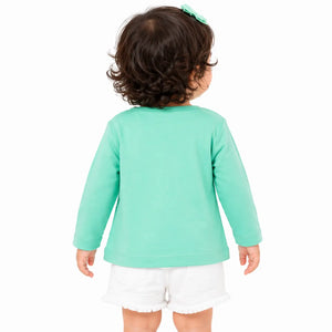 Mint Green Elephant Graphic Kids Top – Soft Cotton Full Sleeve Winter Wear for  Girls BloomUp