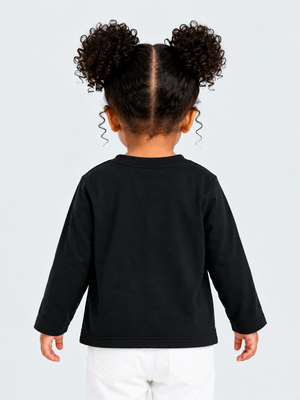 Black Wrap-Style Full Sleeve Baby Cardigan – Soft Cotton Snap Button Layering Top BloomUp