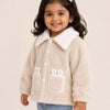 Cream Teddy Fur Button Jacket for Kids – Ultra Soft Plush Winter Coat with Wide Collar Cozy Warm Outerwear
