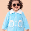 Sky Blue Teddy Fleece Jacket for Girls – Soft Sherpa Collar Kids Winter Outerwear