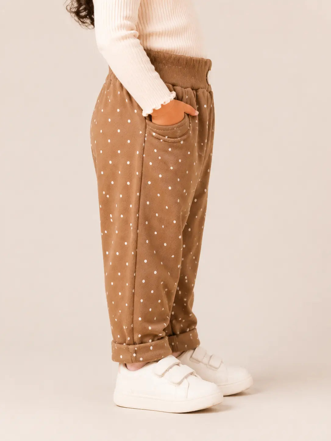BloomUp Brown Polka Dot Cotton Pants for Kids – Soft Stretchy Everyday Wear Comfort Fit Trousers for Boys & Girls