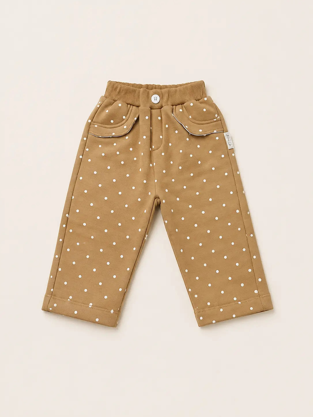 BloomUp Brown Polka Dot Cotton Pants for Kids – Soft Stretchy Everyday Wear Comfort Fit Trousers for Boys & Girls