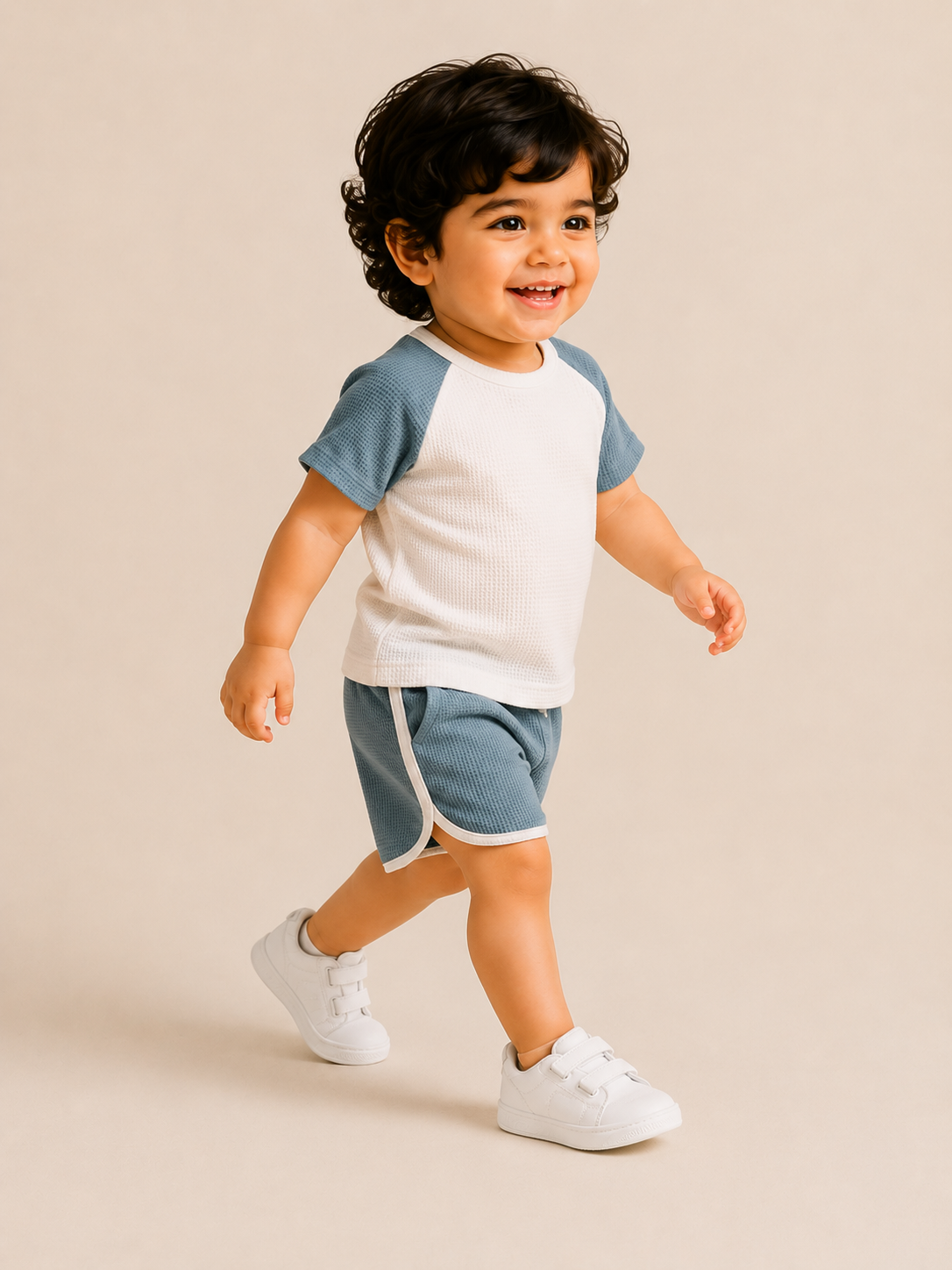 Boys Blue Raglan T Shirt & Shorts Set Kidswear Cotton BloomUp