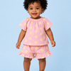 Pink Floral Print Top & Frill Shorts Co-ord Set for Girls – Soft Cotton Casual Summer Outfit