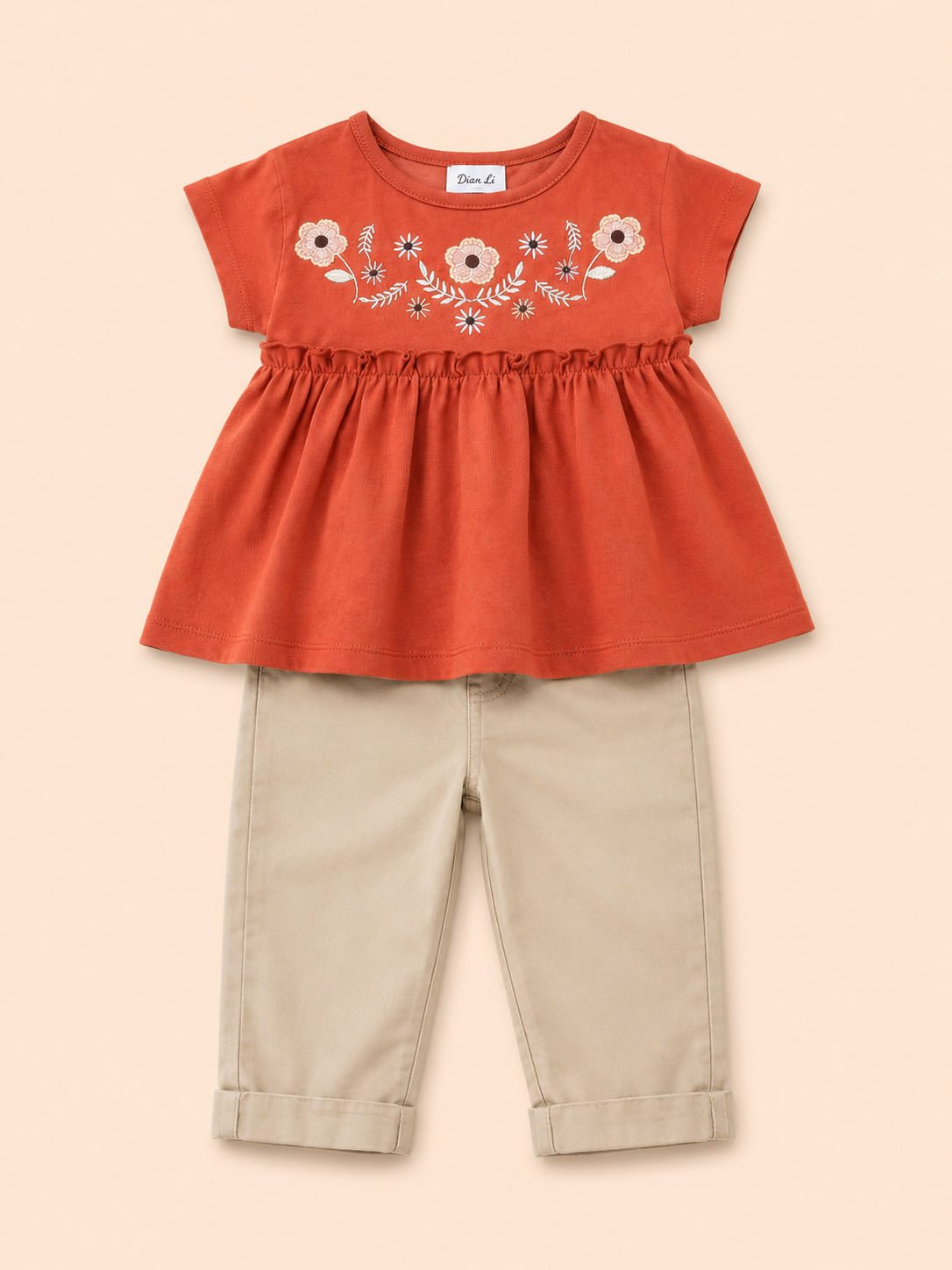 Girls Rust Sleeveless Peplum Top Soft Cotton Clothing Set BloomUp