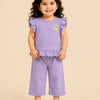 Lavender Ruffle Sleeve Top & Shorts Co-ord Set for Girls – Soft Cotton Casual Summer Outfit