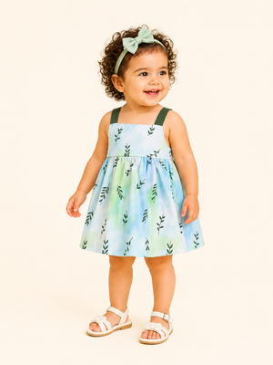 Girls White Sleeveless Printed Line Soft Cotton Clothing Set BloomUp