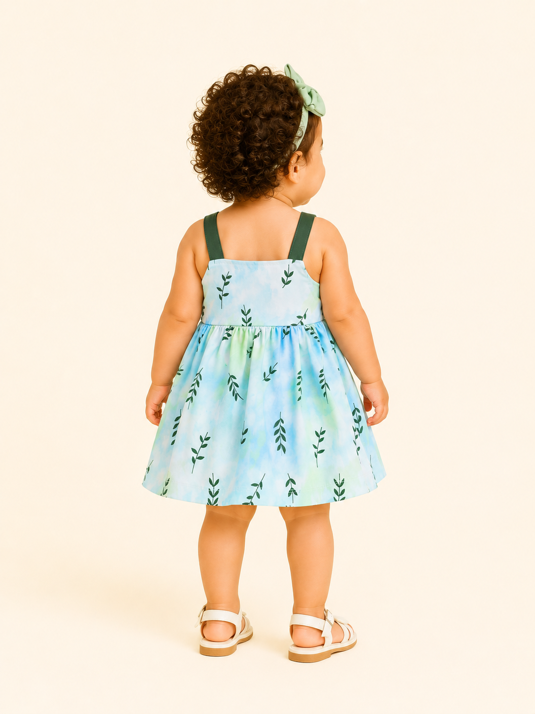 Girls White Sleeveless Printed Line Soft Cotton Clothing Set BloomUp
