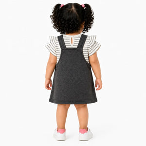 Baby Girls Grey Pinafore Dress with Pocket Detail & Inner Tee Set BloomUp