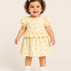 Butter Yellow Cherry Print Dress for Girls – Soft Cotton Casual Summer Wear