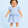 Sky Blue Cherry Print Dress for Girls – Soft Cotton Casual Summer Wear