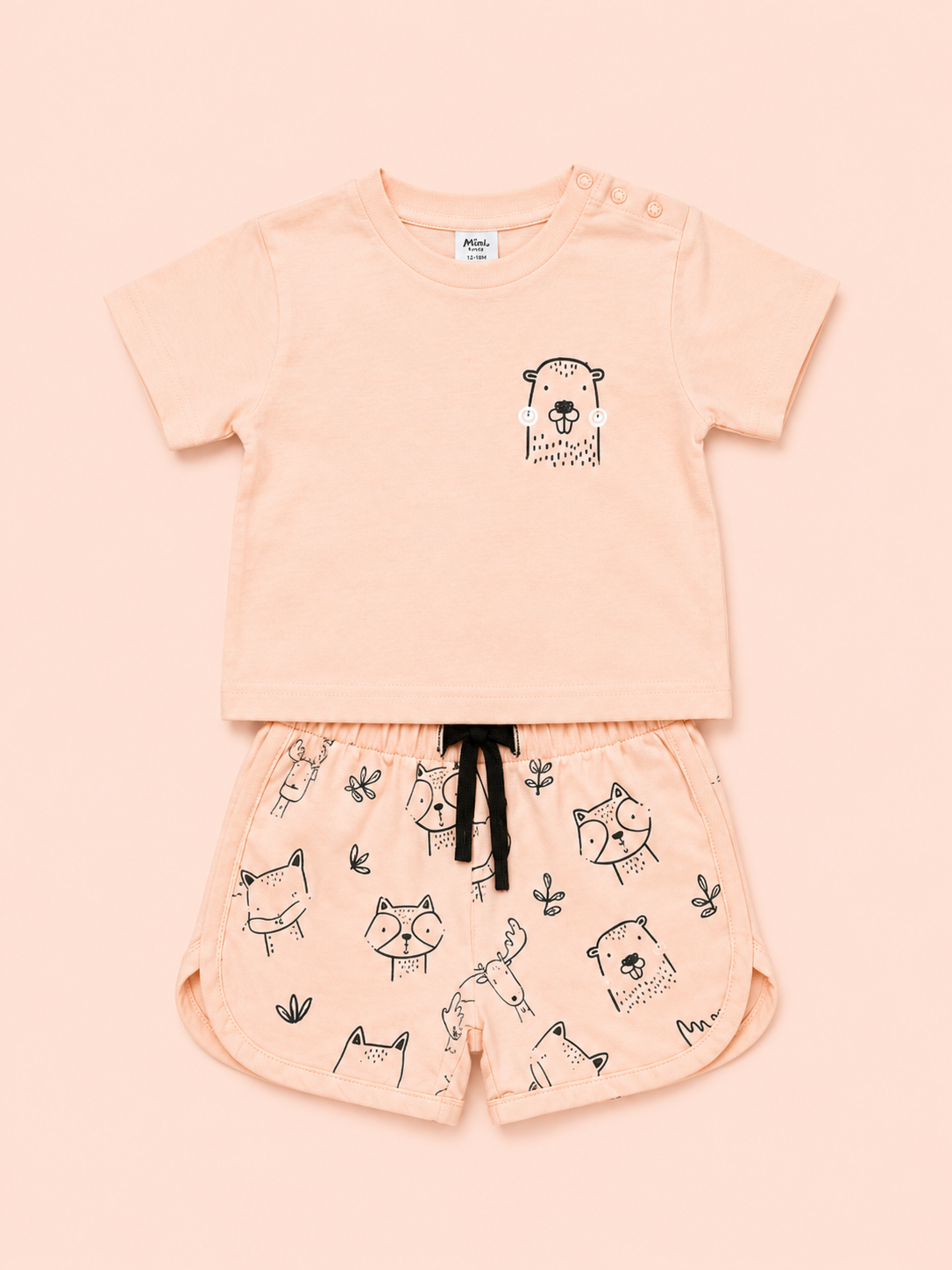Girls Cream Shirt And Printed Soft Cotton Clothing Set BloomUp