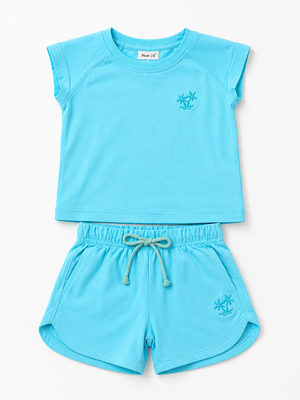 Boys Petrol Blue Pull On Soft Cotton Clothing Set BloomUp