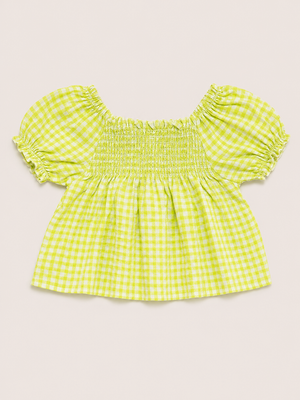 Yellow Gingham Smocked Kids Dress – Soft Cotton Summer Wear for Girls BloomUp