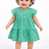 Green Printed Tiered Kids Dress – Soft Cotton Summer Wear for Girls