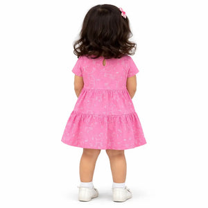 Pink Printed Tiered Kids Dress – Soft Cotton Summer Wear for Girls BloomUp