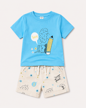 Boys Blue Graphic Shirt With Soft Cotton Clothing Set BloomUp