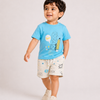 Sky Blue Graphic T-Shirt & Printed Shorts Set for Boys – Soft Cotton Casual Summer Outfit