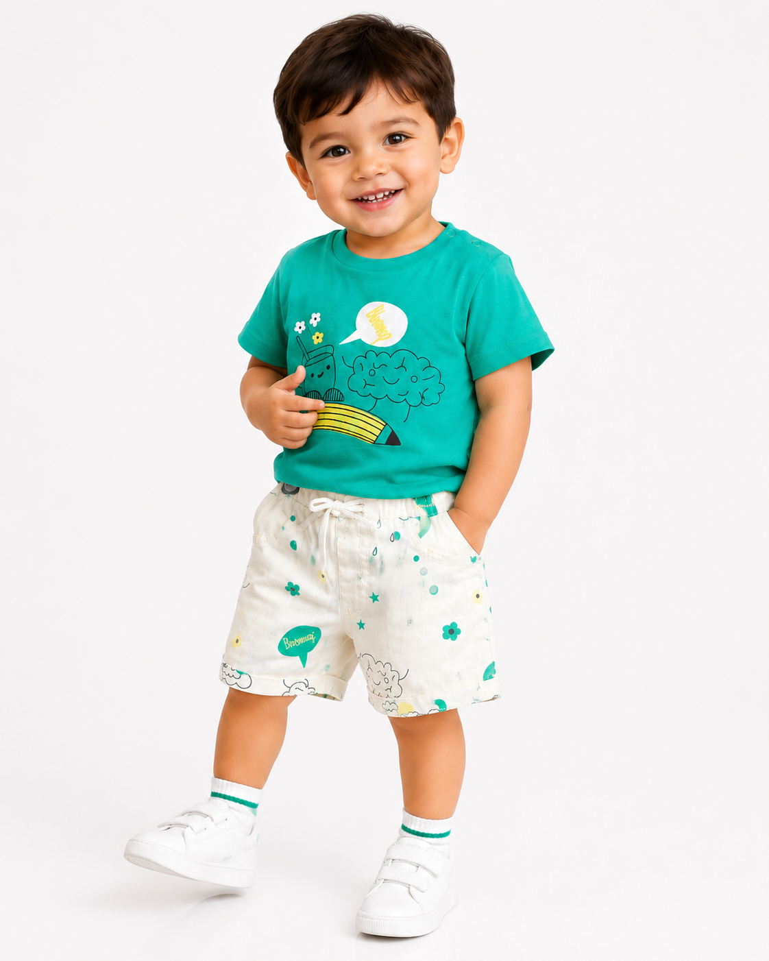 Boys Peach Pull On Cotton Soft Clothing Set BloomUp
