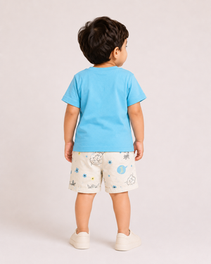 Boys Blue Graphic Shirt With Soft Cotton Clothing Set BloomUp