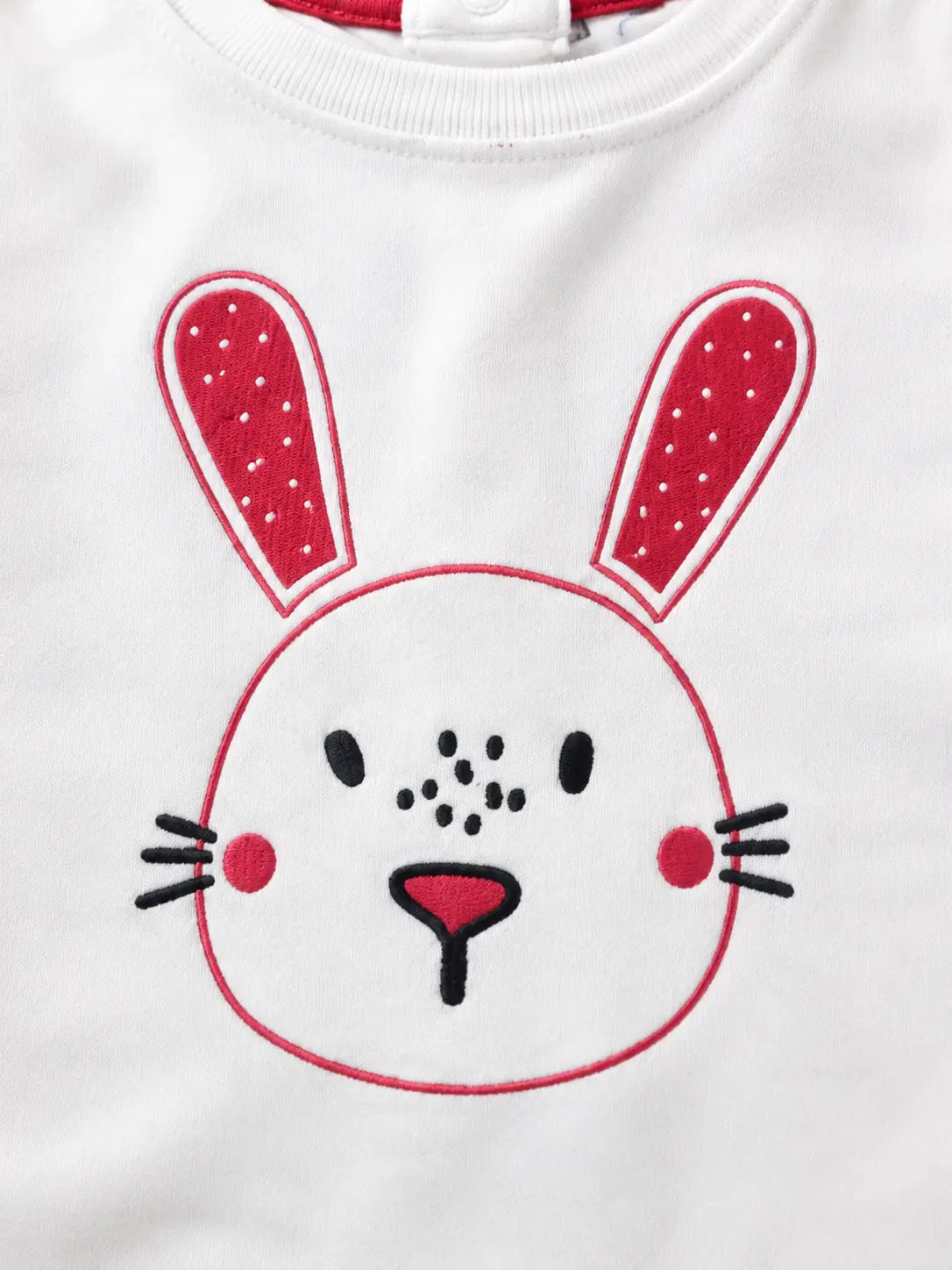 BloomUp White Bunny Graphic Peplum Top & Red Animal Print Leggings Set for Girls – Soft Cotton Baby Co-ord Outfit