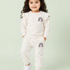 Ivory Rainbow Applique Co-ord Set for Baby Girls – Soft Ruffle Sweatshirt & Jogger Pants Kids Outfit