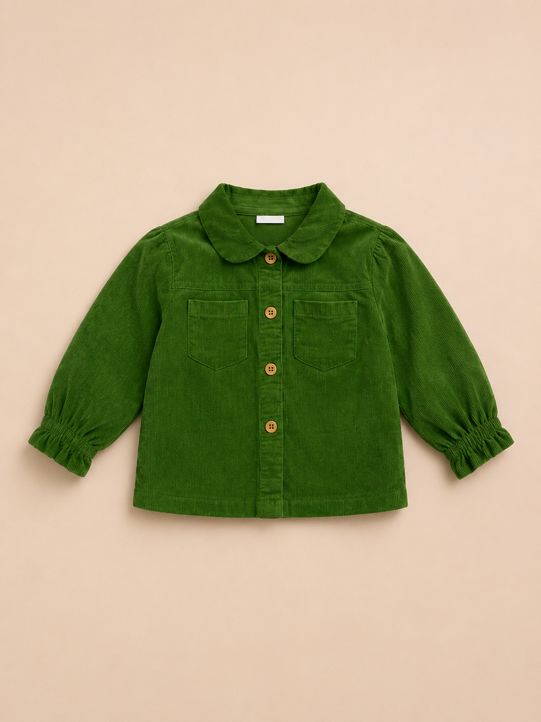 Green Button-Up Cotton Shirt for Toddler Girls – Soft & Comfortable Daily Wear BloomUp