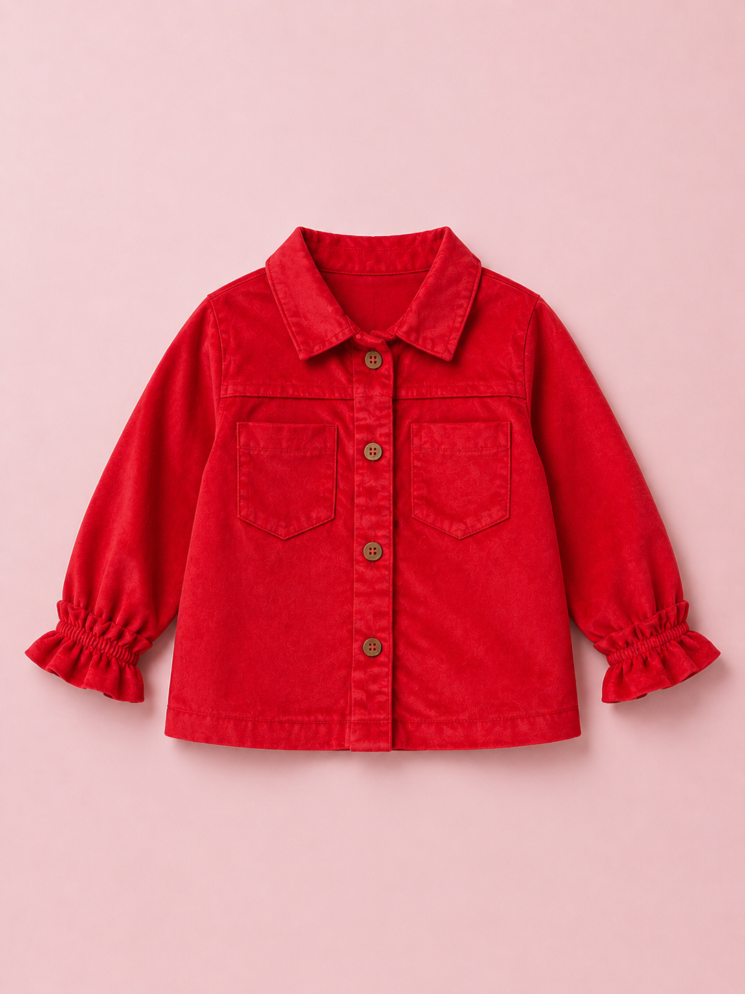 Red Button-Up Cotton Shirt with White Pants for Toddler Girls – Comfortable Daily Wear Outfit BloomUp