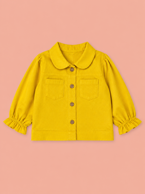 Yellow Button-Up Cotton Shirt for Toddler Girls – Soft & Comfortable Daily Wear BloomUp