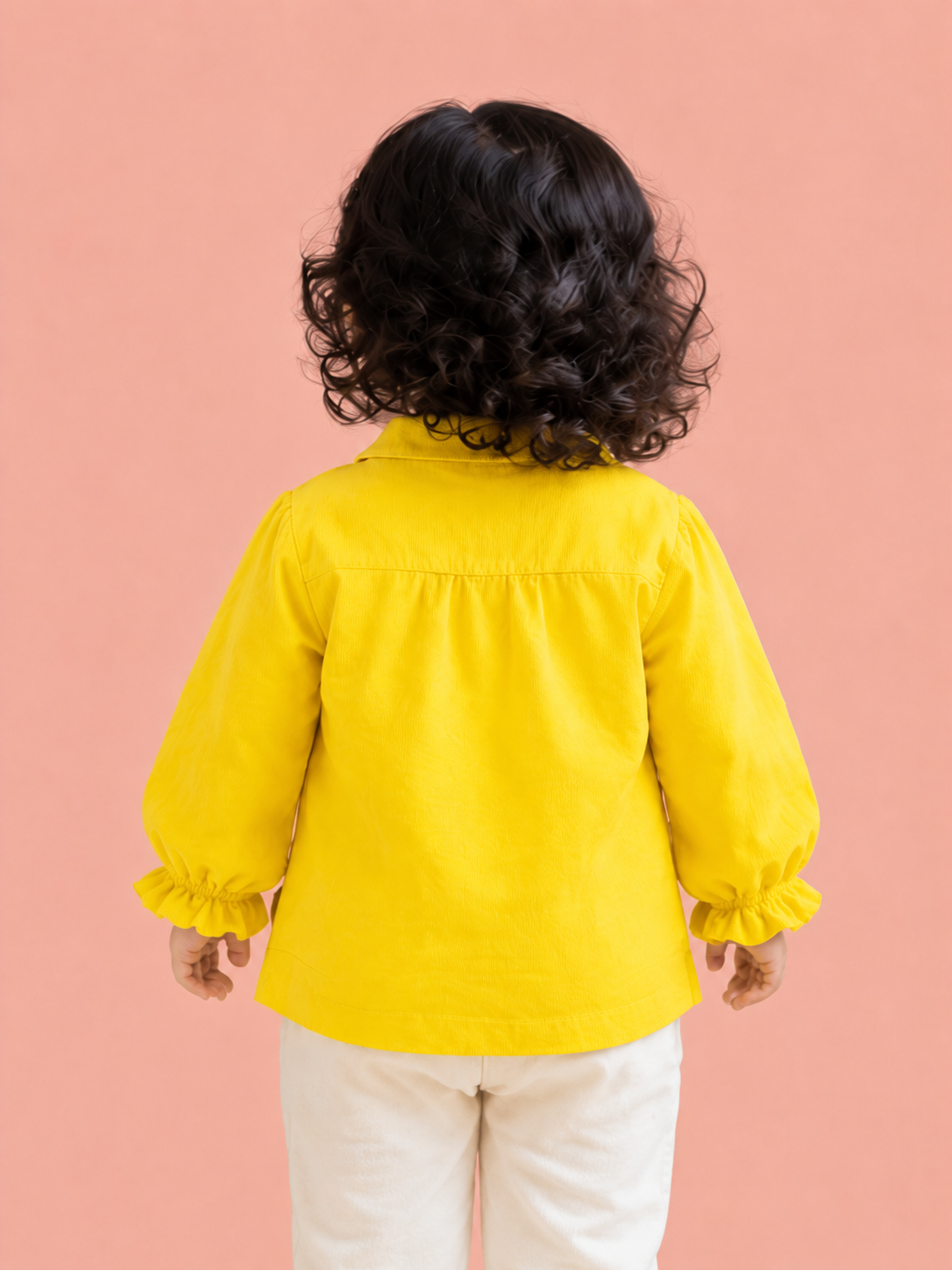Yellow Button-Up Cotton Shirt for Toddler Girls – Soft & Comfortable Daily Wear BloomUp
